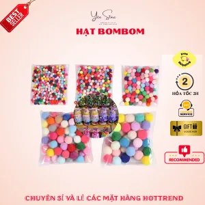 Hạt Bom Bom, Hạt Bông Mix Màu, Nhiều Kích Thước Dùng Trang Trí Cây Thông Giáng Sinh-YÊN STORE DIY